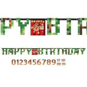 Happy Birthday Banner 3 meter - Minecraft
