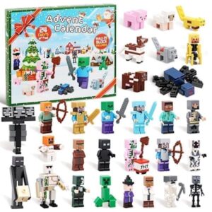 Adventskalender 2026 Minecraft, 24 Dagars Leksaksfigurer Byggklossar Nedräkningskalender, Adventskalender Överraskningspresent för Pojkar