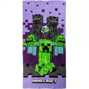 Badhandduk Minecraft Enderman 70X140cm 100% bomull Lila