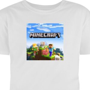 Barn T-shirt Minecraft Creeper block pixel retro gaming Vit 7-8 År