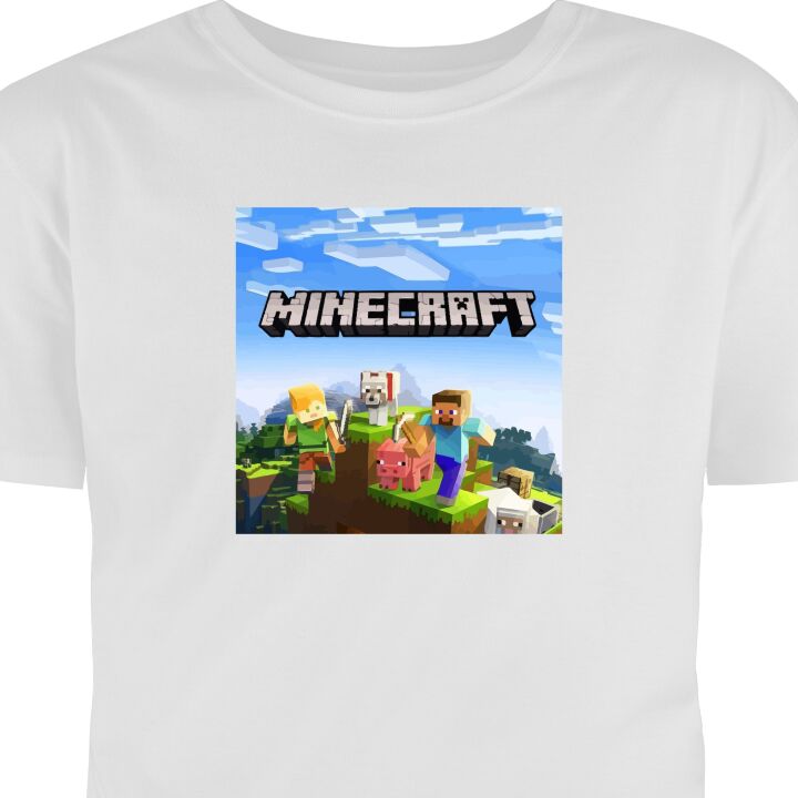 Barn T-shirt Minecraft Creeper block pixel retro gaming Vit 7-8 År