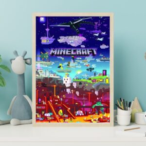 Blå Minecraft Affisch 30x40 cm - Gaming Poster | Minecraft Väggkonst | Gamer Dekoration
