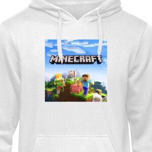 Hoodie Minecraft Creeper block pixel retro gaming Vit X-Large