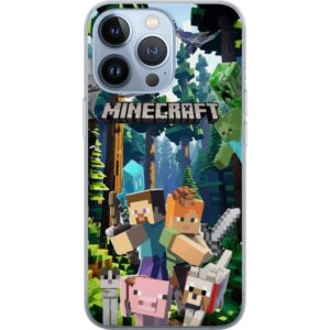 Kompatibelt Mobilskal till Apple iPhone 13 Pro Minecraft mobilskal med skog och figurer i pixelstil