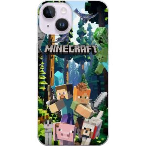 Kompatibelt Mobilskal till Apple iPhone 14 Minecraft mobilskal med skog och figurer i pixelstil