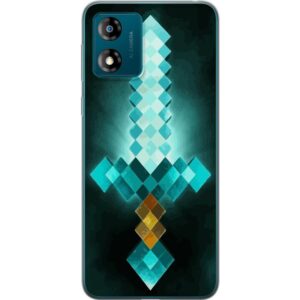 Kompatibelt Mobilskal till Motorola Moto E13 Minecraft svärd