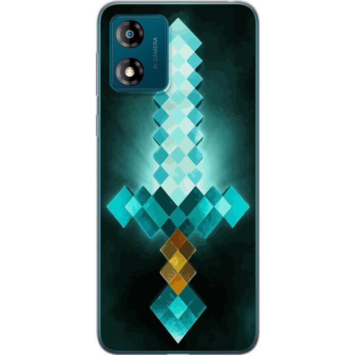 Kompatibelt Mobilskal till Motorola Moto E13 Minecraft svärd