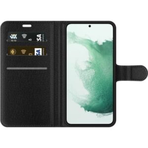 Kompatibelt Plånboksfodral till Samsung Galaxy S22 5G Minecraft mobilskal med skog och figurer i pixelstil