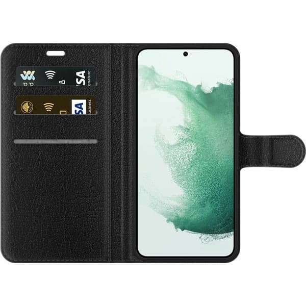 Kompatibelt Plånboksfodral till Samsung Galaxy S22 5G Minecraft mobilskal med skog och figurer i pixelstil