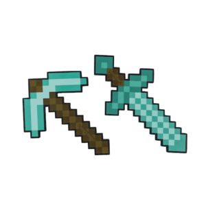 Leksaksvärd Set Pickaxe och Diamond i Skum Minecraft
