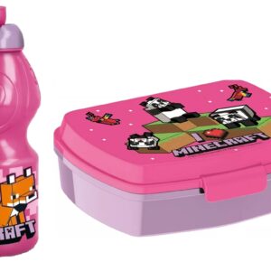 Lunch box and water bottle Minecraft PINK