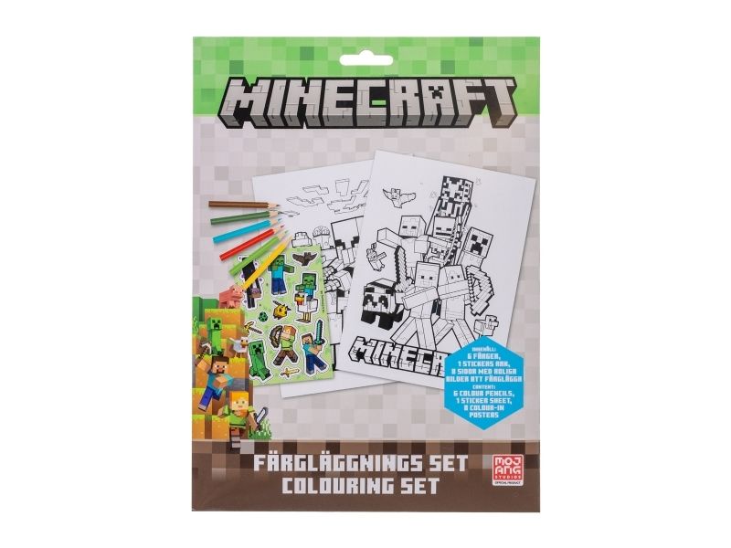 MINECRAFT, Färgläggningsset med 6 färgpennor, klistermärke