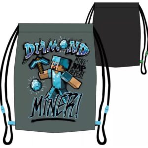 MINECRAFT Gymnastikpåse Gympapåse Gymbag Träning 36x32 GRÅ