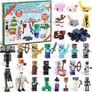 Minecraft Adventskalender 2026 - 24 Dagars Leksaksfigurer Byggklossar Nedräkningskalender, Adventskalender Överraskningspresent för Pojkar