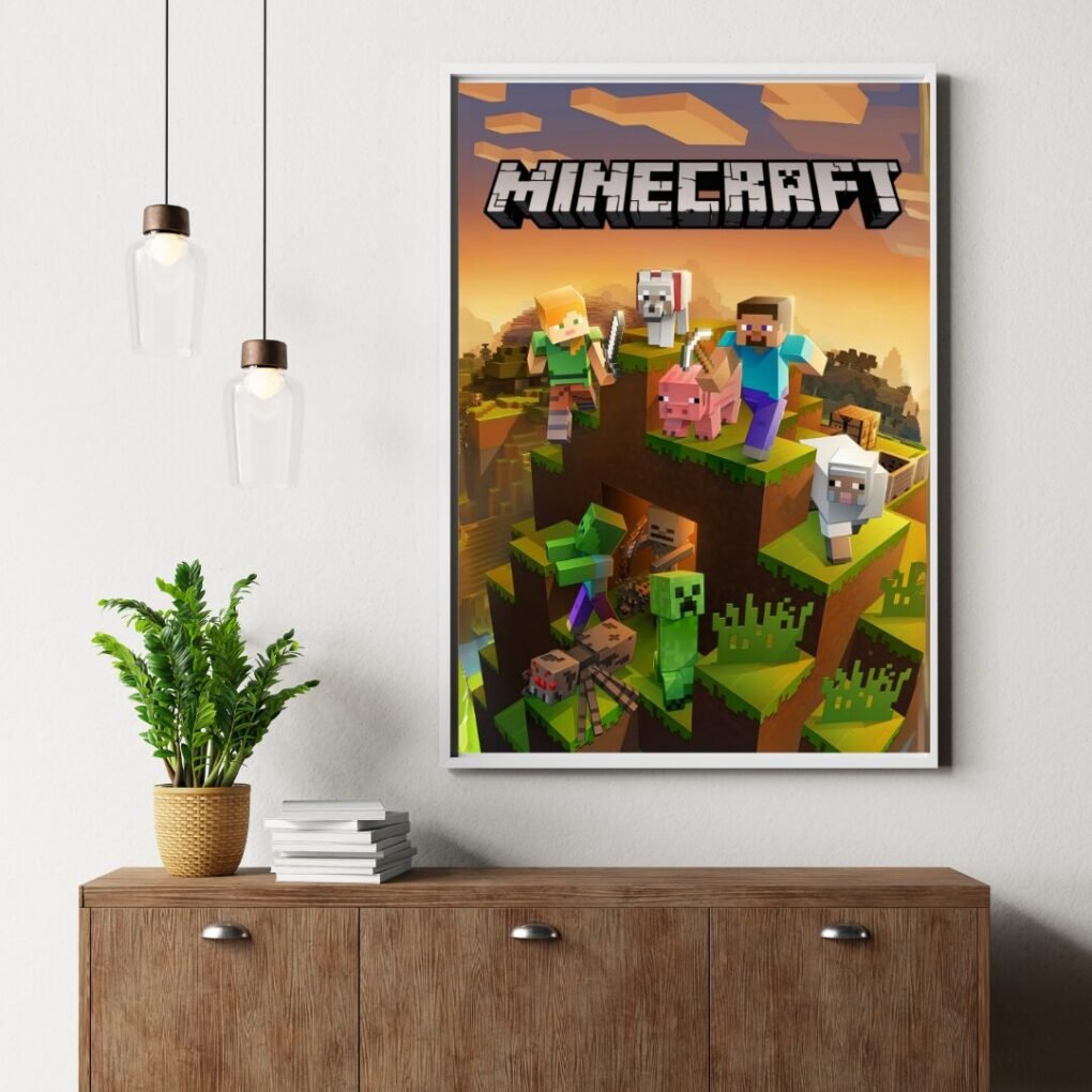 Minecraft Affisch 50x70 cm - Gaming Poster | Spel Väggkonst | Perfekt för Gamer Rum