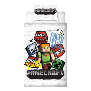 Minecraft Bäddset 150x210cm, 50x60cm - Minecraft - Leksaksaffären