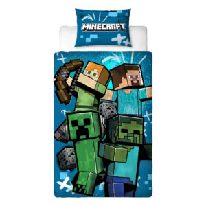 Minecraft Bäddset 150x210cm Blått - Minecraft - Leksaksaffären