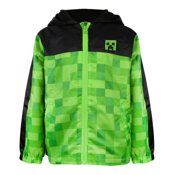 Minecraft Boys Creeper Hooded Waterproof Jacket med huva för pojkar