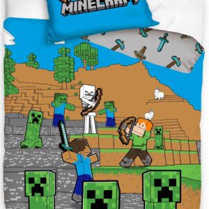 Minecraft Creeper Enderman Påslakanset - 100 procent bomull