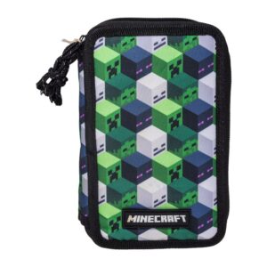 Minecraft Dubbelt Pennfodral (Grön/Svart)