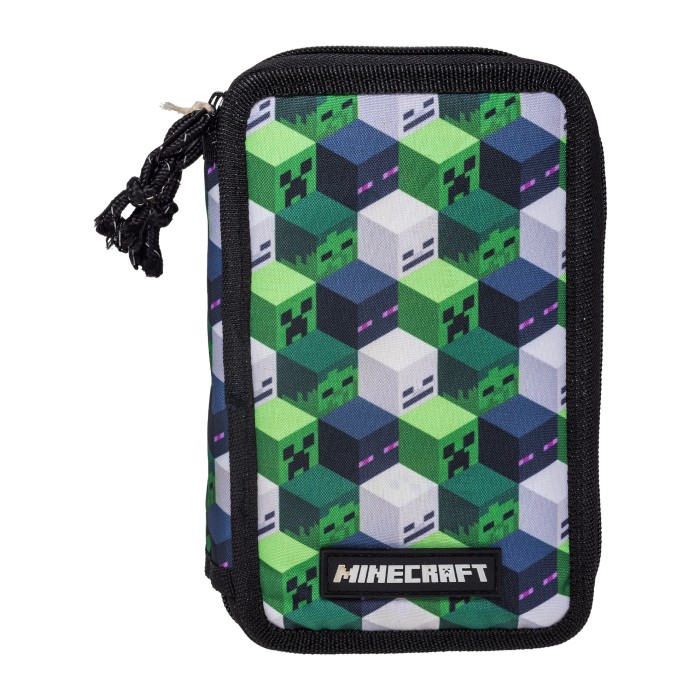 Minecraft Dubbelt Pennfodral (Grön/Svart)