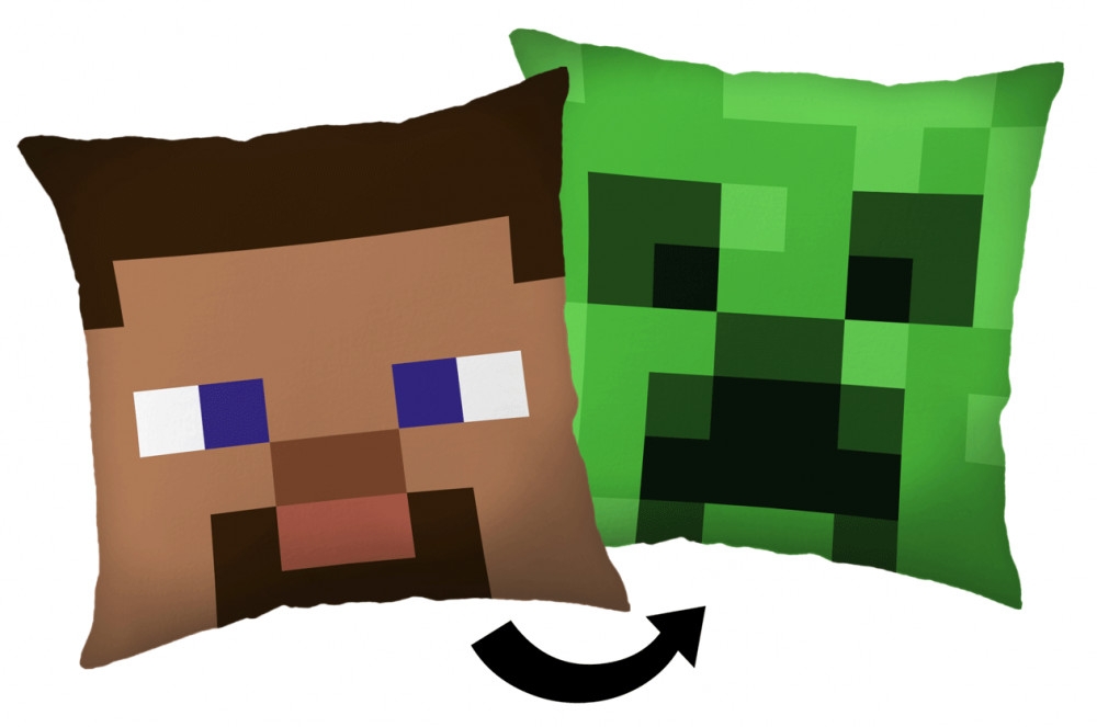 Minecraft Kudde med Steve & Creeper - 40x40 cm