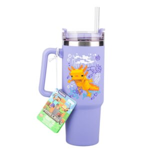 Minecraft Lila 900 ml Isolerad Mugg med Sugrör, Paladone
