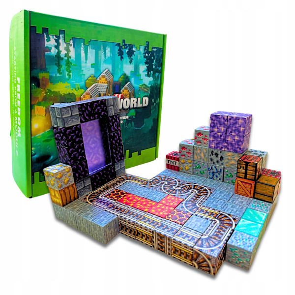 Minecraft Magnetiska Pedagogiska Klossar Set 100 st + Figurer