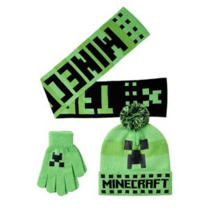 Minecraft Pojkar Creeper Mössa Handskar Och Halsduk Set (3-pack)