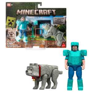 Minecraft The Movie Steve & Wolf set 2 figures