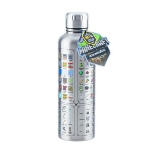 Paladone Minecraft Metal Water Bottle, 500 ml, Daglig användning, Rostfritt stål, Rostfritt stål, Skruvlock, Rostfritt stål
