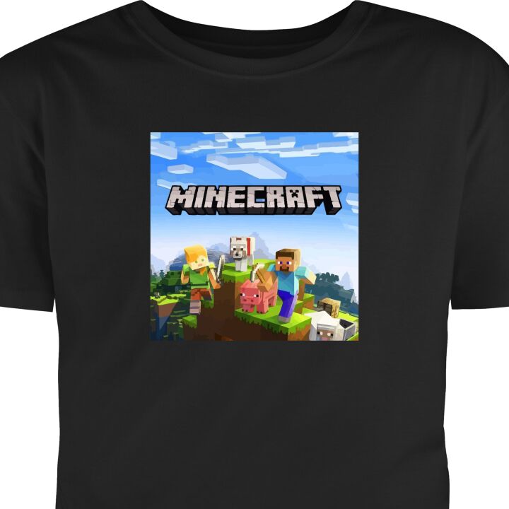 T-Shirt Minecraft Creeper block pixel retro gaming Svart Large