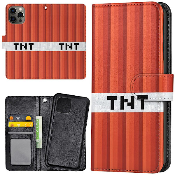 iPhone 14 Pro - Plånboksfodral/Skal Minecraft TNT